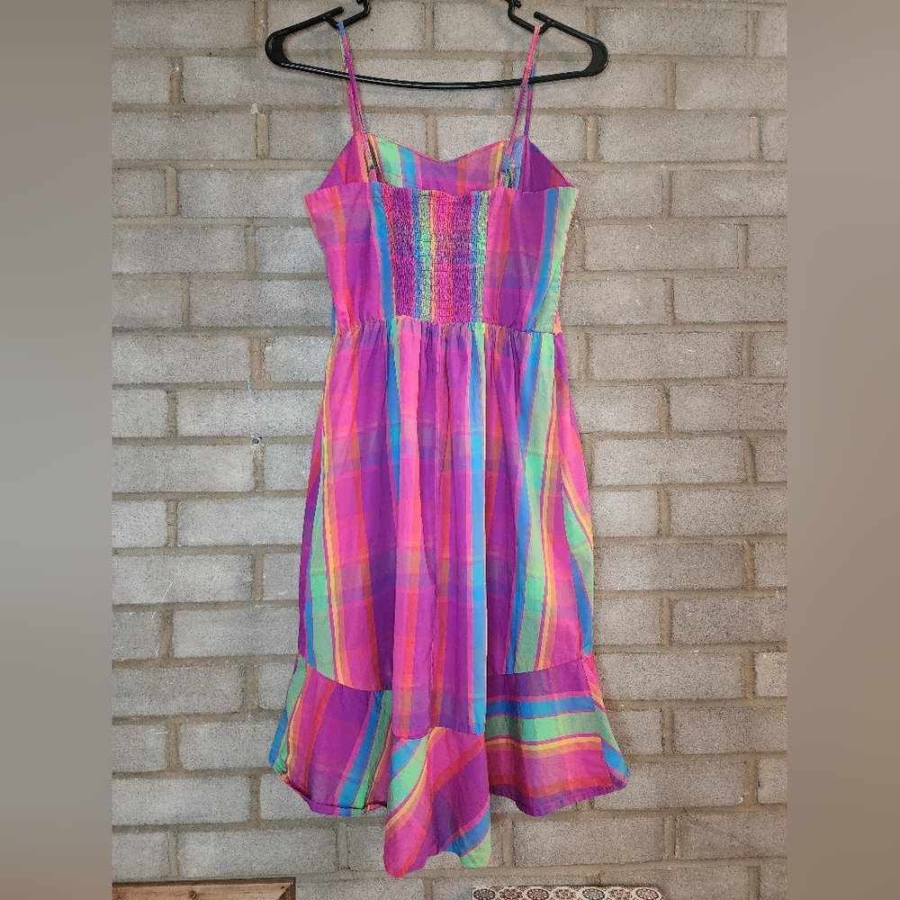 A New Day Plaid Colorful High-low Smocked Dress - Picture 2 of 8